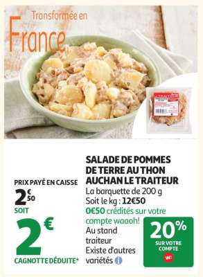 SALADE DE POMMES DE TERRE AU THON AUCHAN LE TRAITEUR