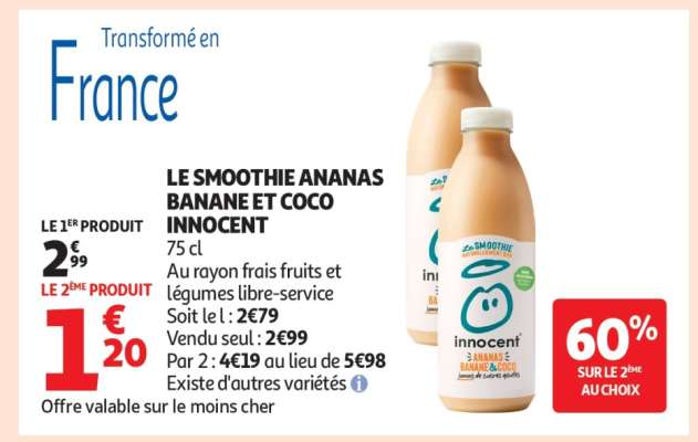 LE SMOOTHIE ANANAS BANANE ET COCO INNOCENT