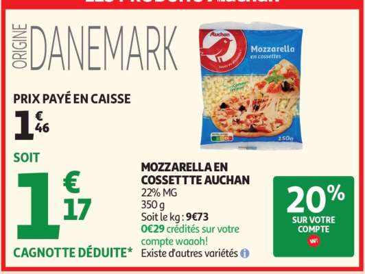 MOZZARELLA EN COSSETTE AUCHAN