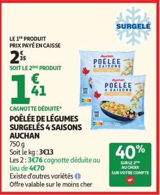 POÊLÉE DE LÉGUMES SURGELÉS 4 SAISONS AUCHAN