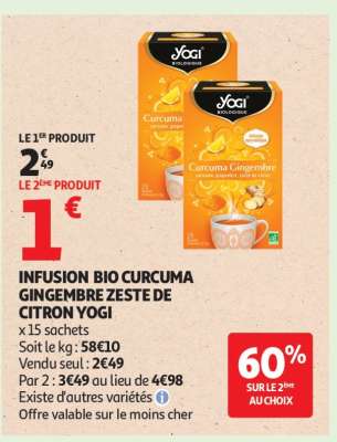 INFUSION BIO CURCUMA GINGEMBRE ZESTE DE CITRON YOGI