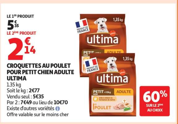 Croquettes Au Poulet Pour Petit Chien Adulte Ultima