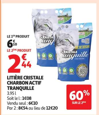 LITIÈRE CRISTALE CHARBON ACTIF TRANQUILLE