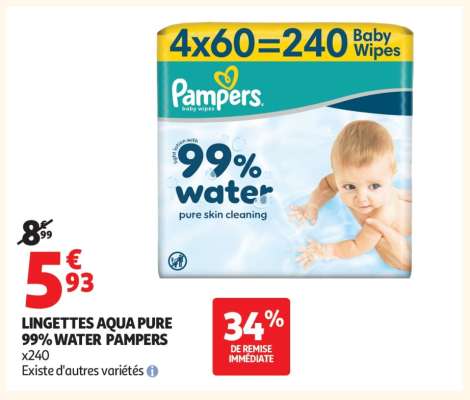 LINGETTES AQUA PURE 99% WATER PAMPERS