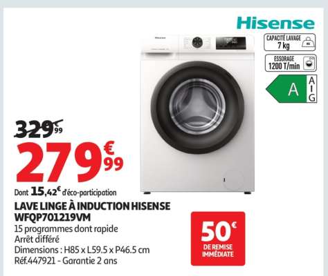 LAVE LINGE À INDUCTION HISENSE WFQP701219VM