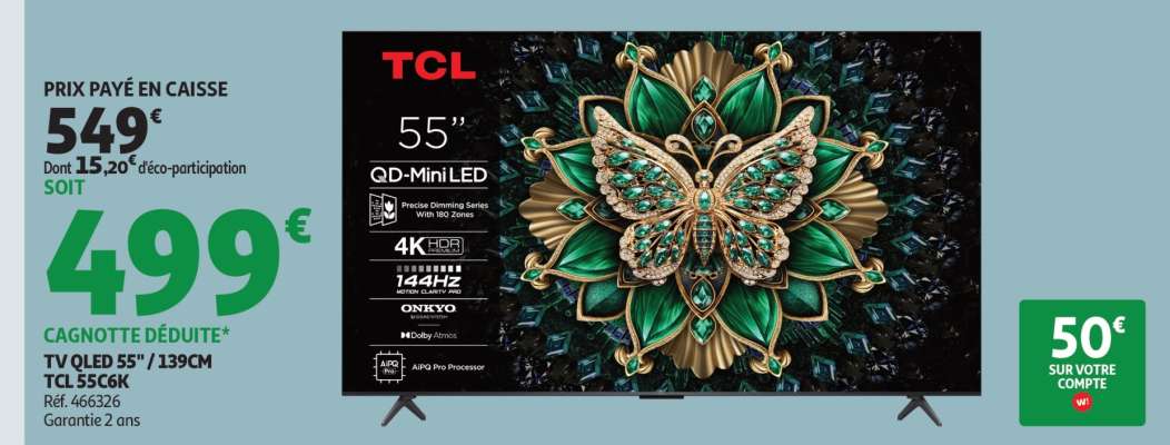 TV QLED 55" / 139CM TCL 55C6K
