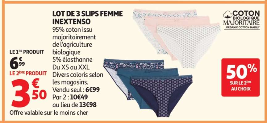 LOT DE 3 SLIPS FEMME INEXTENSO