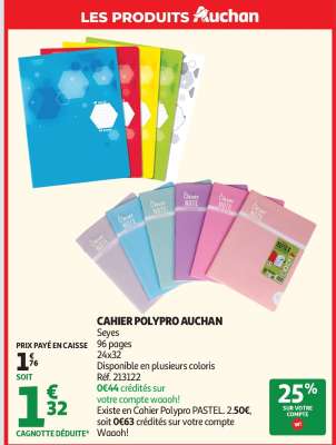 Cahier Polypro Auchan