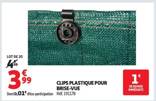 CLIPS PLASTIQUE POUR BRISE-VUE
