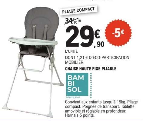 CHAISE HAUTE FIXE PLIABLE