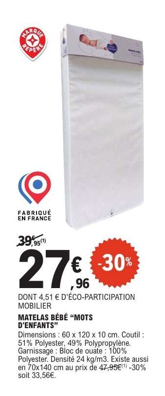 MATELAS BÉBÉ "MOTS D'ENFANTS"