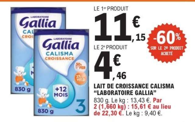 Lait de Croissance Calisma 'Laboratoire Gallia'