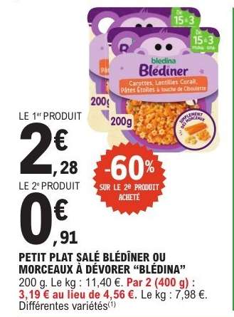 PETIT PLAT SALÉ BLÉDINER OU MORCEAUX À DÉVORER “BLÉDINA”
