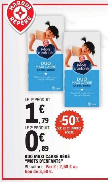 DUO MAXI CARRÉ BÉBÉ 'MOTS D'ENFANTS'