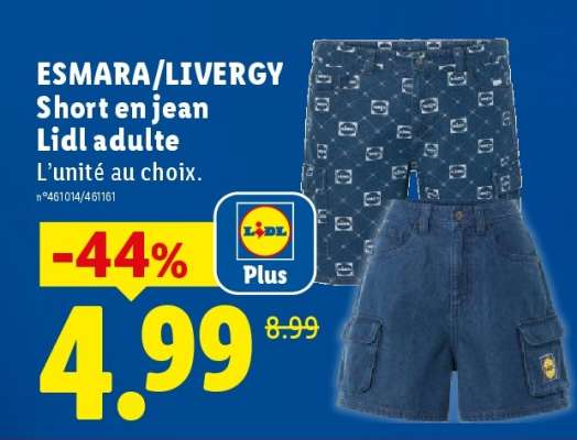 ESMARA/LIVERGY Short en jean Lidl adulte