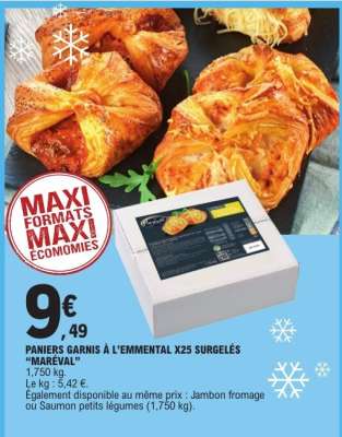 PANIERS GARNIS À L’EMMENTAL X25 SURGELÉS “MAREVAL”