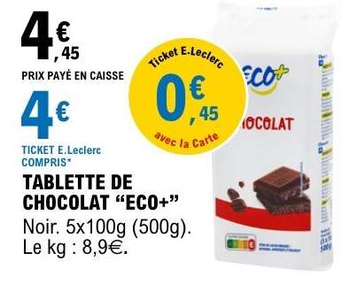 TABLETTE DE CHOCOLAT “ECO+”