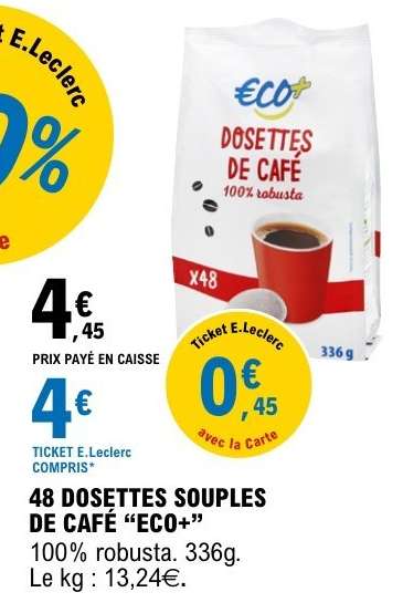 48 DOSETTES SOUPLES DE CAFÉ “ECO+”