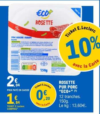 ROSETTE PUR PORC “ECO+”