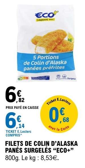 FILETS DE COLIN D’ALASKA PANÉS SURGELÉS “ECO+”