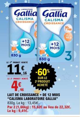 Lait de Croissance + de 12 mois 'Calisma Laboratoire Gallia'