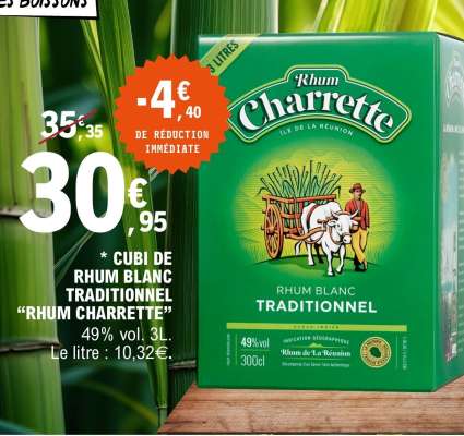 Cubi de Rhum Blanc Traditionnel 'Rhum Charrette'