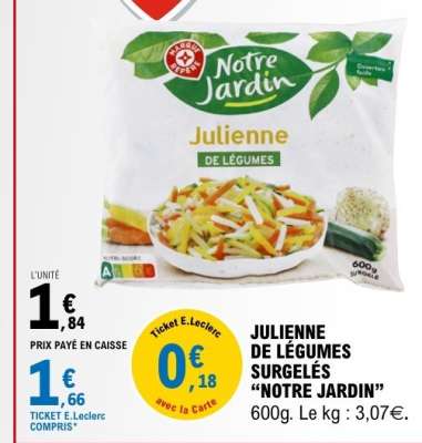 JULIENNE DE LÉGUMES SURGELÉS “NOTRE JARDIN”