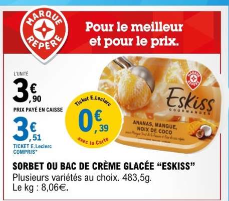 SORBET OU BAC DE CRÈME GLACÉE “ESKISS”