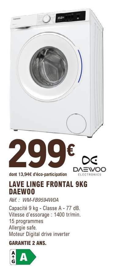 LAVE LINGE FRONTAL 9KG DAEWOO