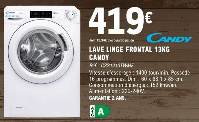 LAVE LINGE FRONTAL 13KG CANDY