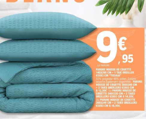 PARURE HOUSSE DE COUETTE 140X200 CM + 1 TAIE OREILLER 63X63 CM 'TISSIA'