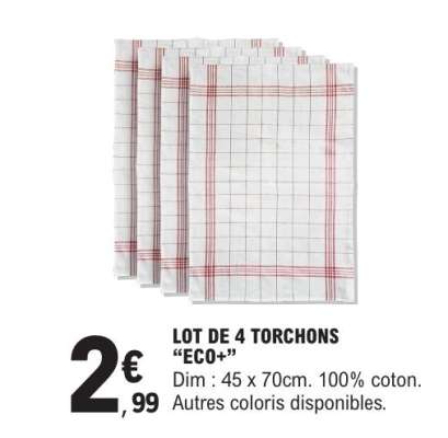 LOT DE 4 TORCHONS “ECO+”