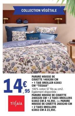 PARURE HOUSSE DE COUETTE 140X200 CM + 1 TAIE OREILLER 63X63 CM 'TISSAIA'