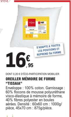 OREILLER MÉMOIRE DE FORME "TISSAIA"