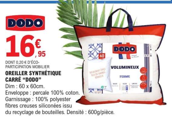 OREILLER SYNTHÉTIQUE CARRÉ “DODO”
