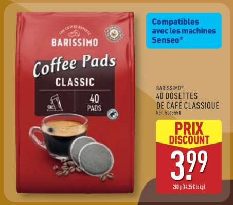 BARISSIMO® 40 Dosettes de Café Classique