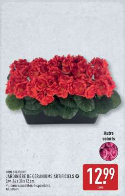 JARDINIÈRE DE GÉRANIUMS ARTIFICIELS