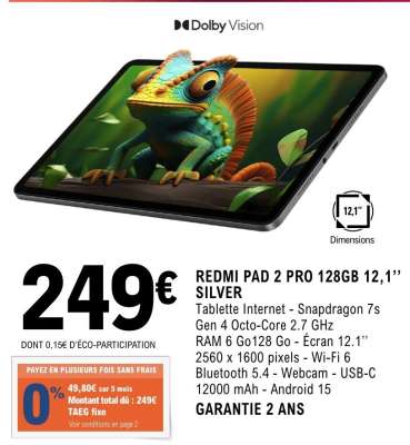 REDMI PAD 2 PRO 128GB 12,1’’ SILVER
