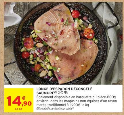 Longe d'espadon décongelé saumurée