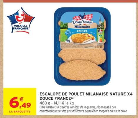 ESCALOPE DE POULET MILANAISE NATURE X4 DOUCE FRANCE