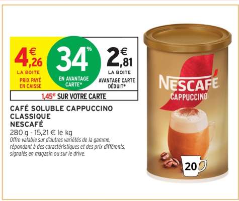 Café Soluble Cappuccino Classique Nescafé