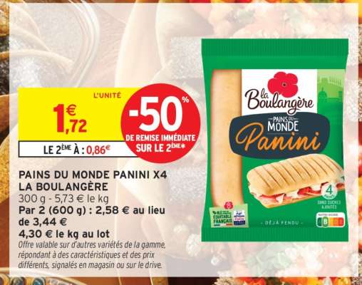 PAINS DU MONDE PANINI X4 LA BOULANGÈRE