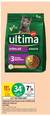 Croquettes pour chat stérilisé adulte poulet