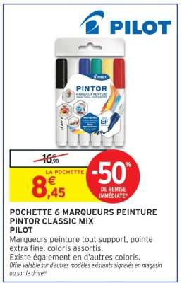POCHETTE 6 MARQUEURS PEINTURE PINTOR CLASSIC MIX