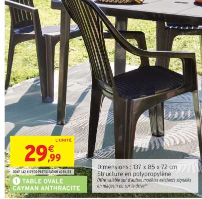 Table Ovale Cayman Anthracite