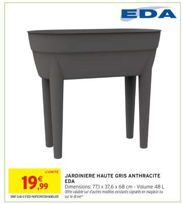JARDINIERE HAUTE GRIS ANTHRACITE EDA