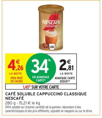 Café Soluble Cappuccino Classique Nescafé