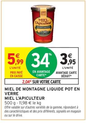 MIEL DE MONTAGNE LIQUIDE POT EN VERRE