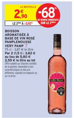 BOISSON AROMATISÉE À BASE DE VIN ROSÉ PAMPLEMOUSSE VERY PAMP