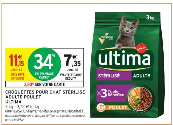 CROQUETTES POUR CHAT STÉRILISÉ ADULTE POULET ULTIMA